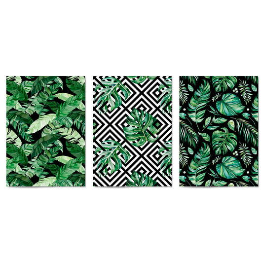 Set of Minimal Green Plant Pattern Wall Art - The Affordable Art Company