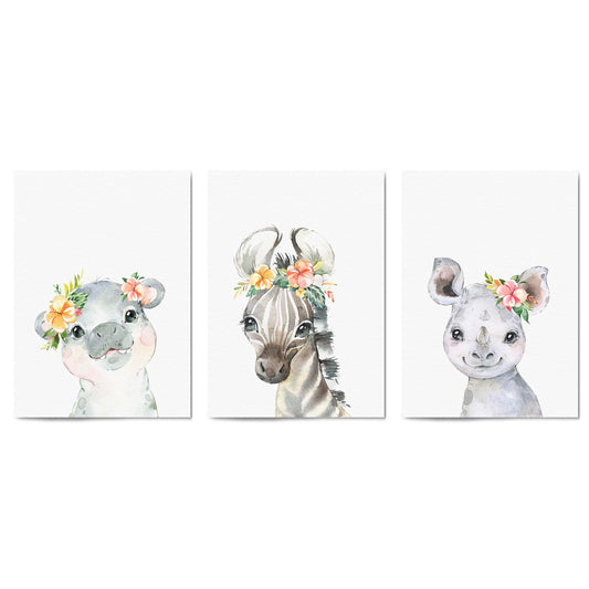 Set of Cute Baby Safari Animals Nursery Wall Art #4 - The Affordable Art Company