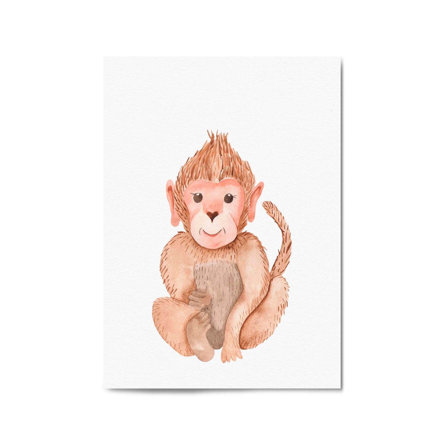 Cartoon Monkey Cute Nursery Baby Animal Art - The Affordable Art Company