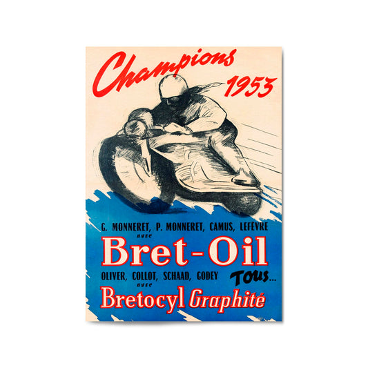 French Bret-Oil Vintage Advert Garage Wall Art - The Affordable Art Company