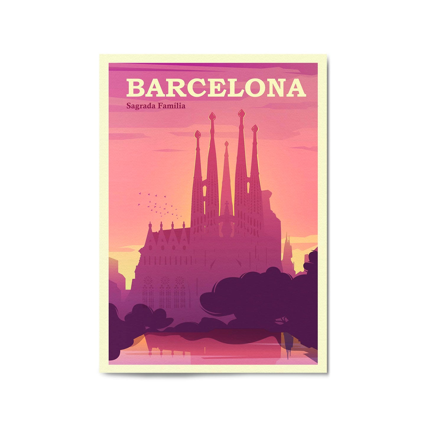 Retro Barcelona Spain Travel Vintage Wall Art - The Affordable Art Company