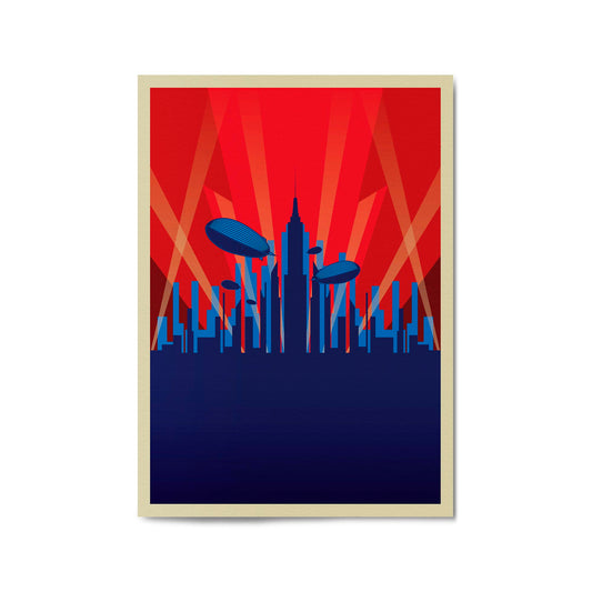 Art Deco 20s New York Vintage Retro Red Wall Art - The Affordable Art Company