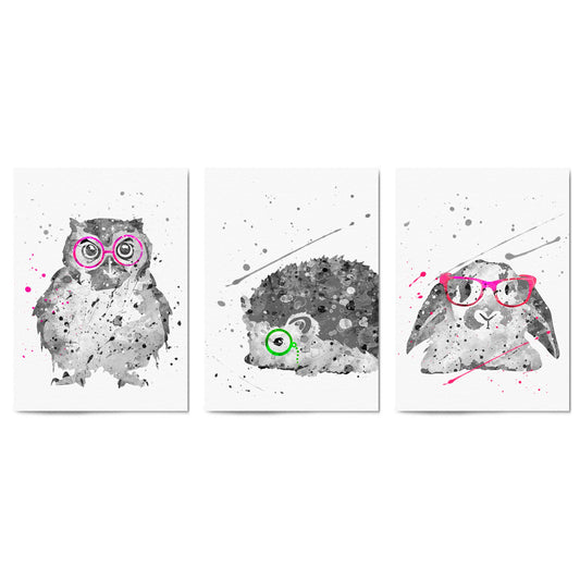 Set of Cute Animals Nursery Baby Wall Art - The Affordable Art Company