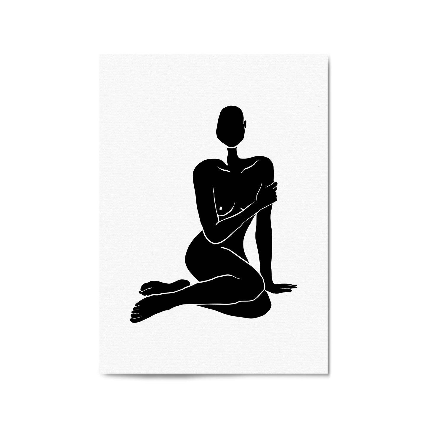 Minimal Female Nude Abstract Black Wall Art - The Affordable Art Company