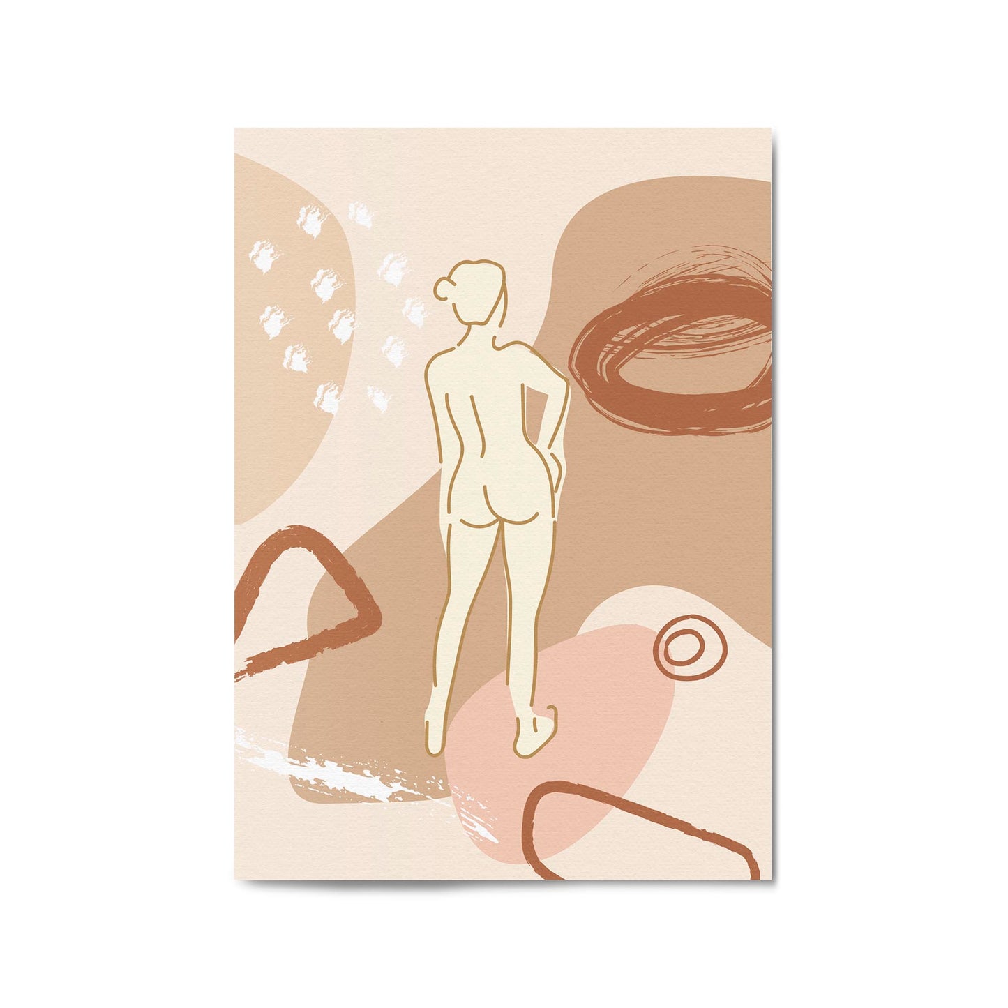 Nude Female Body Minimal Retro Drawing Wall Art - The Affordable Art Company