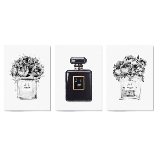 Set of Perfume Bottle Fashion Bedroom Wall Art #1 - The Affordable Art Company