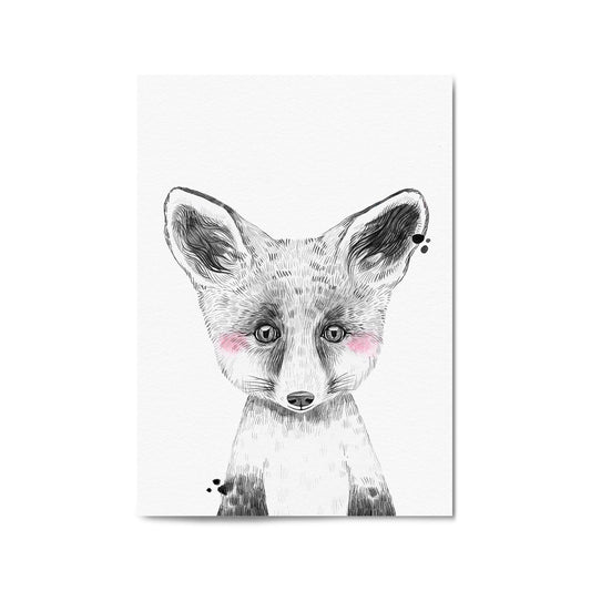 Cute Blushing Baby Fox Nursery Animal Wall Art - The Affordable Art Company