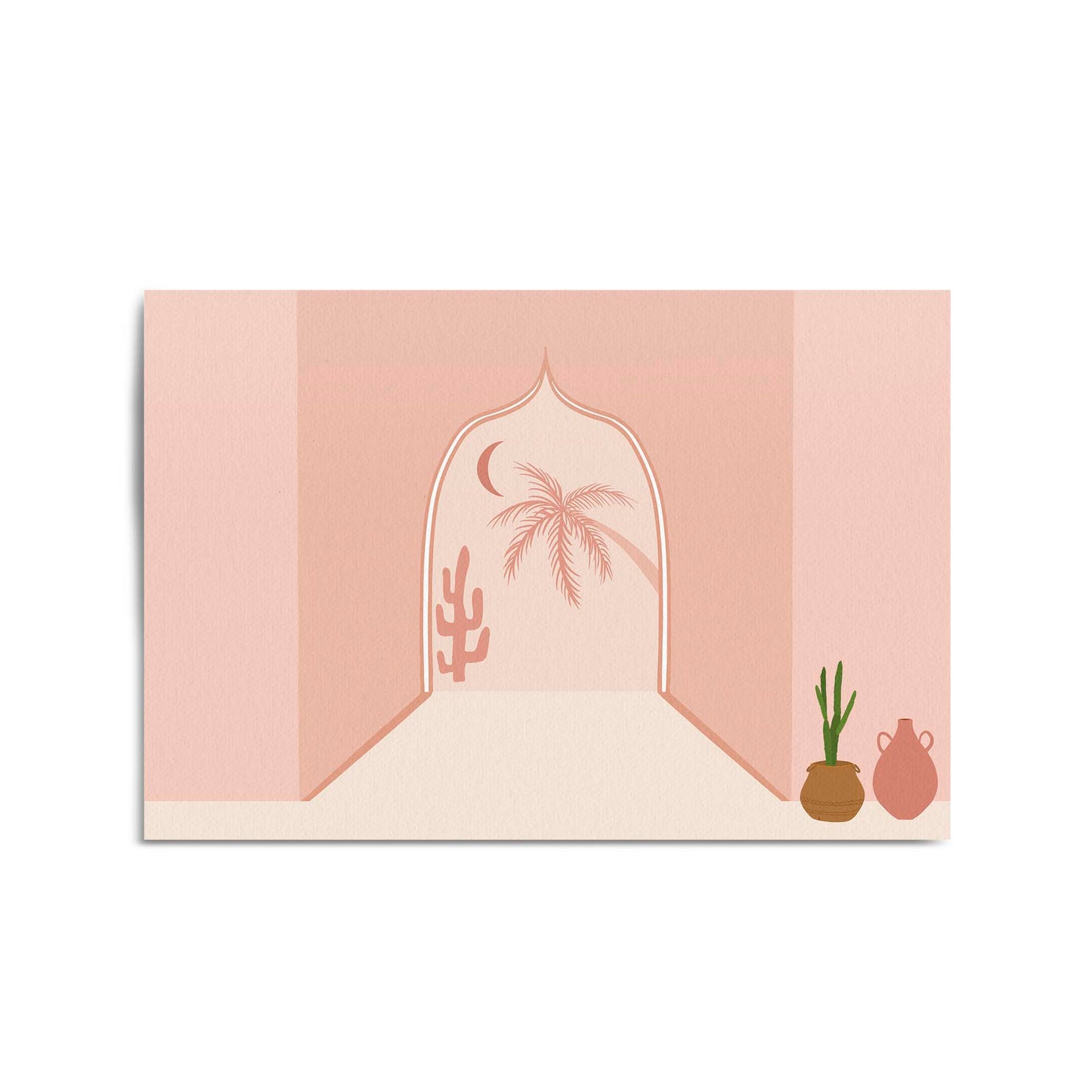 Minimal North Africa Retro Pink & Pastel Wall Art - The Affordable Art Company