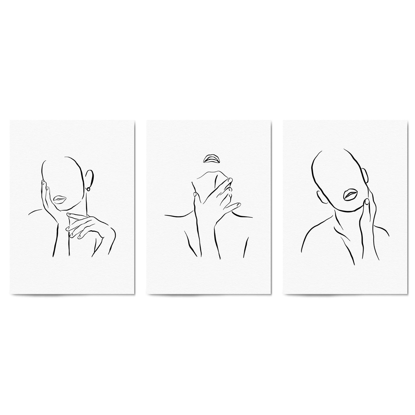 Set of Female Faces Minimal Line Drawings Wall Art - The Affordable Art Company