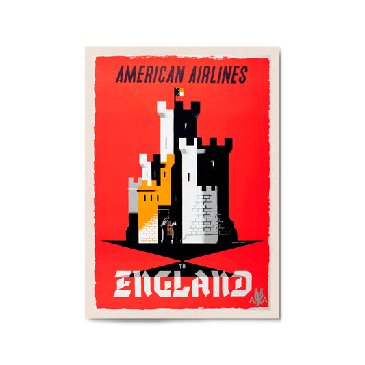 American Airlines - England Vintage Travel Wall Art - The Affordable Art Company