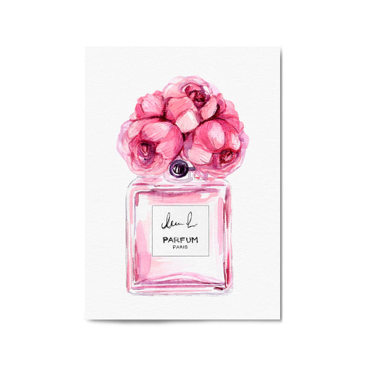 Pink Floral Perfume Bottle Fashion Flowers Wall Art #7 - The Affordable Art Company