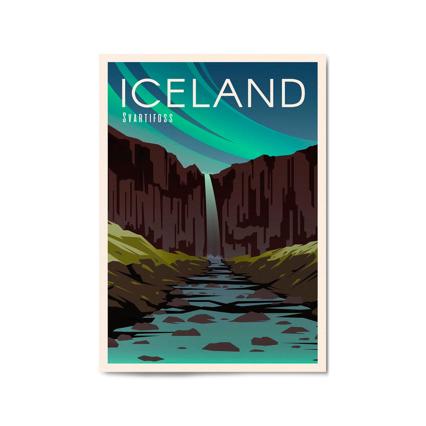 Retro Iceland European Travel Vintage Wall Art - The Affordable Art Company