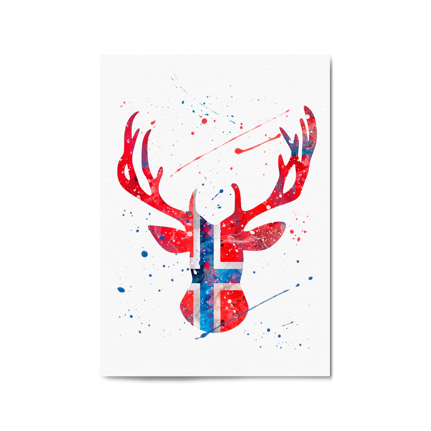 Norwegian Flag Deer Painting Wall Art - The Affordable Art Company