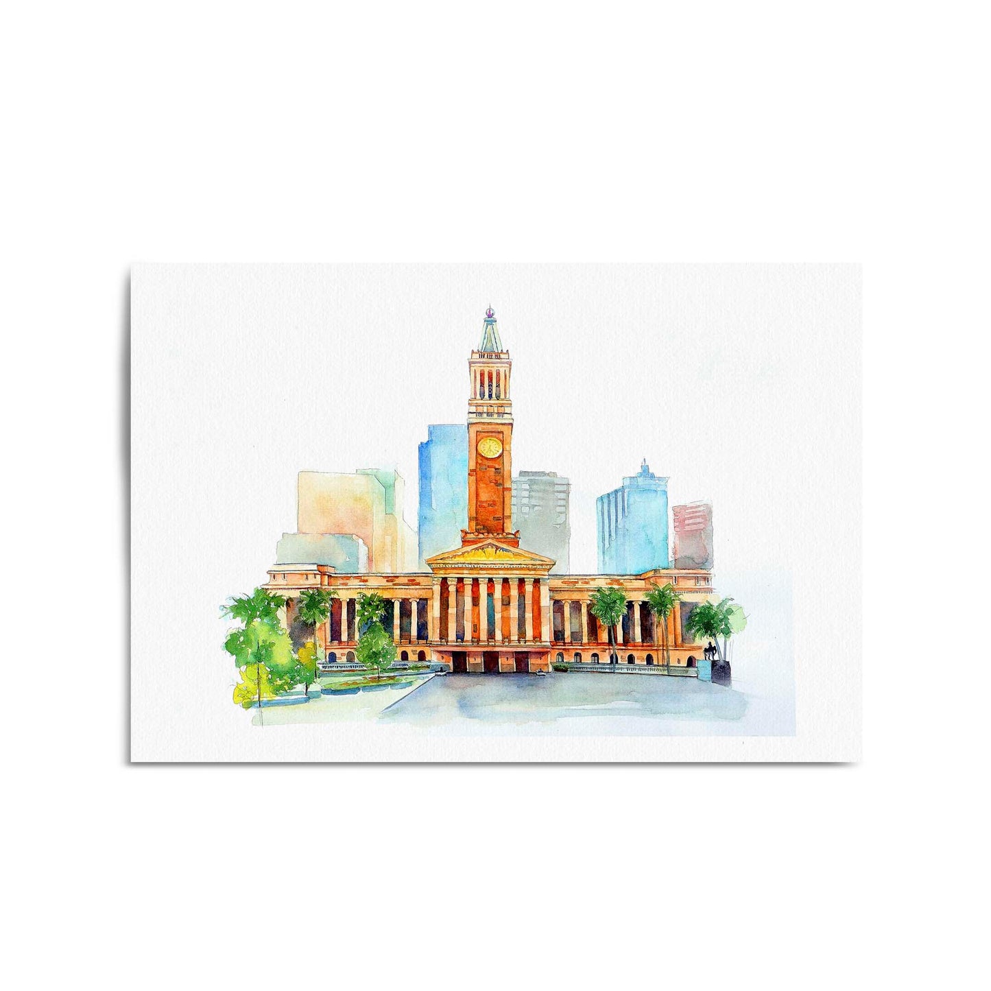 Brisbane City Queensland Hall Painting Wall Art - The Affordable Art Company