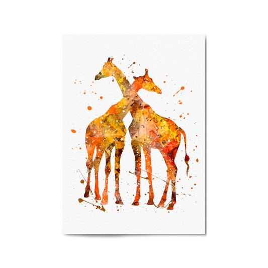 Giraffe Couple Romantic Wildlife Nursery Wall Art - The Affordable Art Company