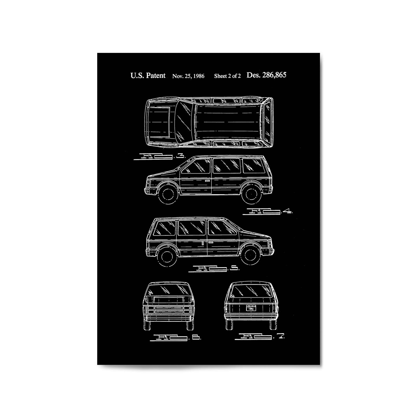 Vintage Minivan Patent Garage Wall Art #1 - The Affordable Art Company