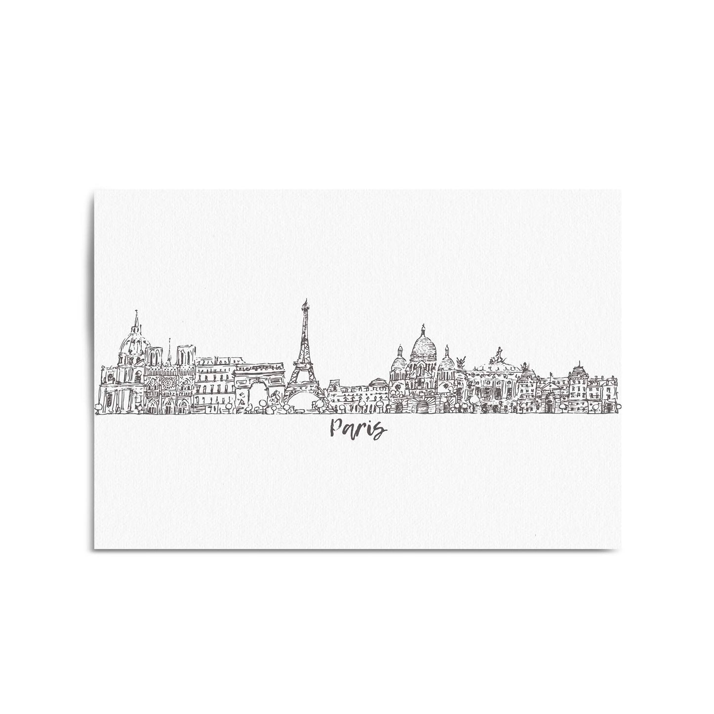 Paris Skyline Drawing Minimal Travel Wall Art - The Affordable Art Company