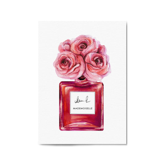 Pink Floral Perfume Bottle Fashion Flowers Wall Art #3 - The Affordable Art Company