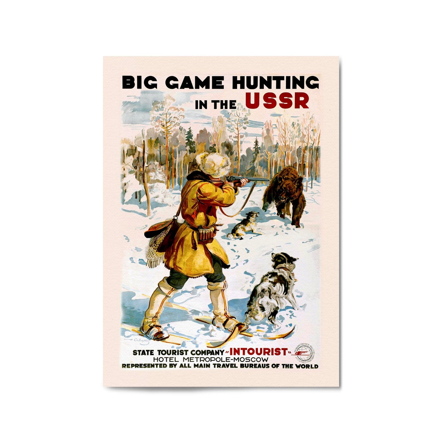 Big Game Hunting in the USSR Vintage Wall Art - The Affordable Art Company