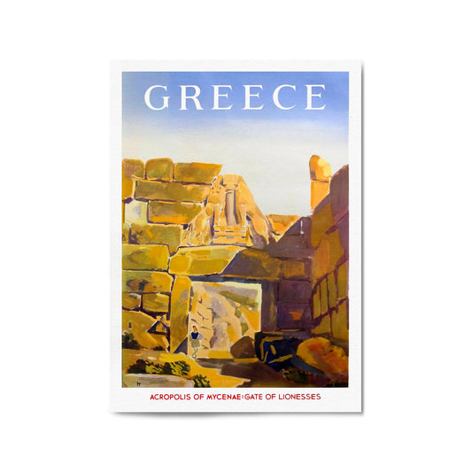 Mycenae Greece Vintage Travel Advert Wall Art - The Affordable Art Company