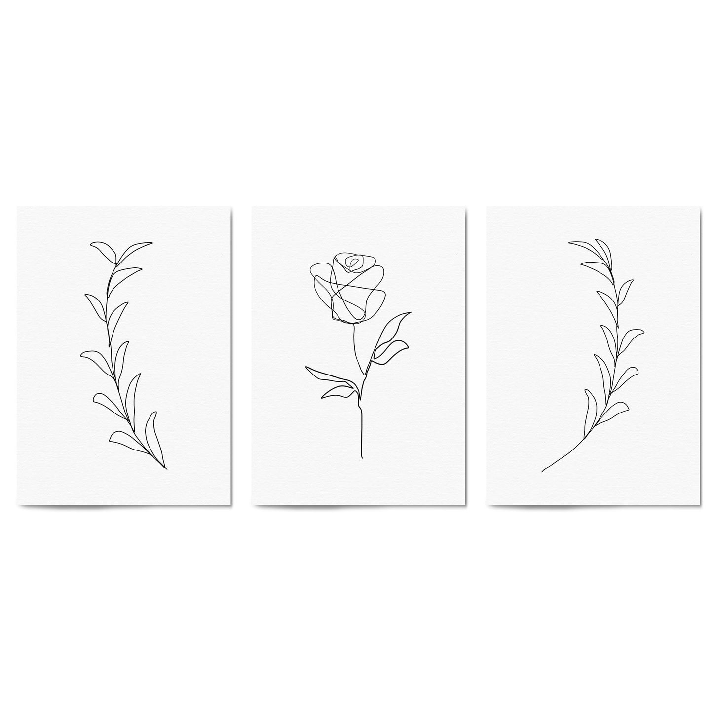 Set of Minimal Flower Line Drawings Wall Art #3 - The Affordable Art Company