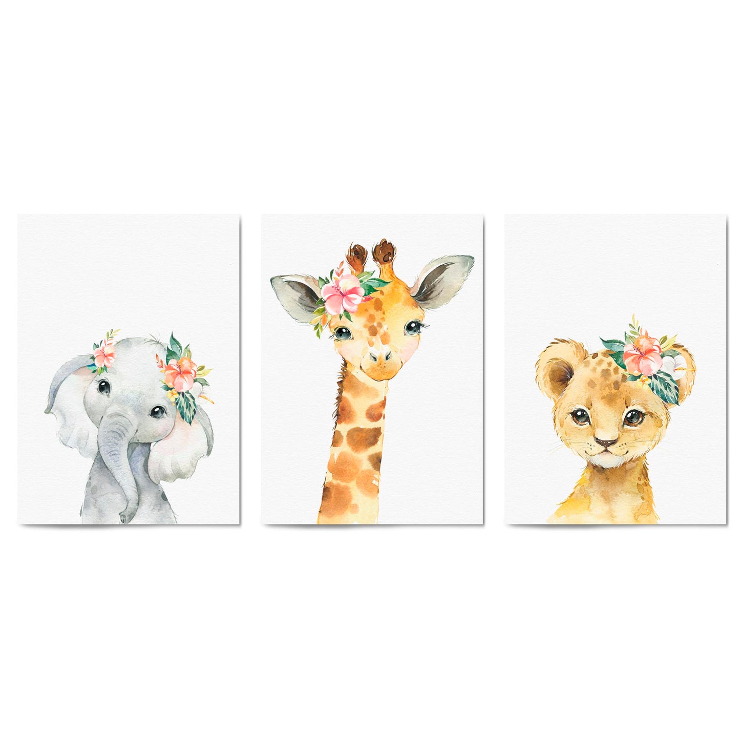 Set of Cute Baby Safari Animals Nursery Wall Art #3 - The Affordable Art Company