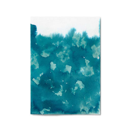 Teal Ink Minimal Ink Painting Blue Wall Art #4 - The Affordable Art Company