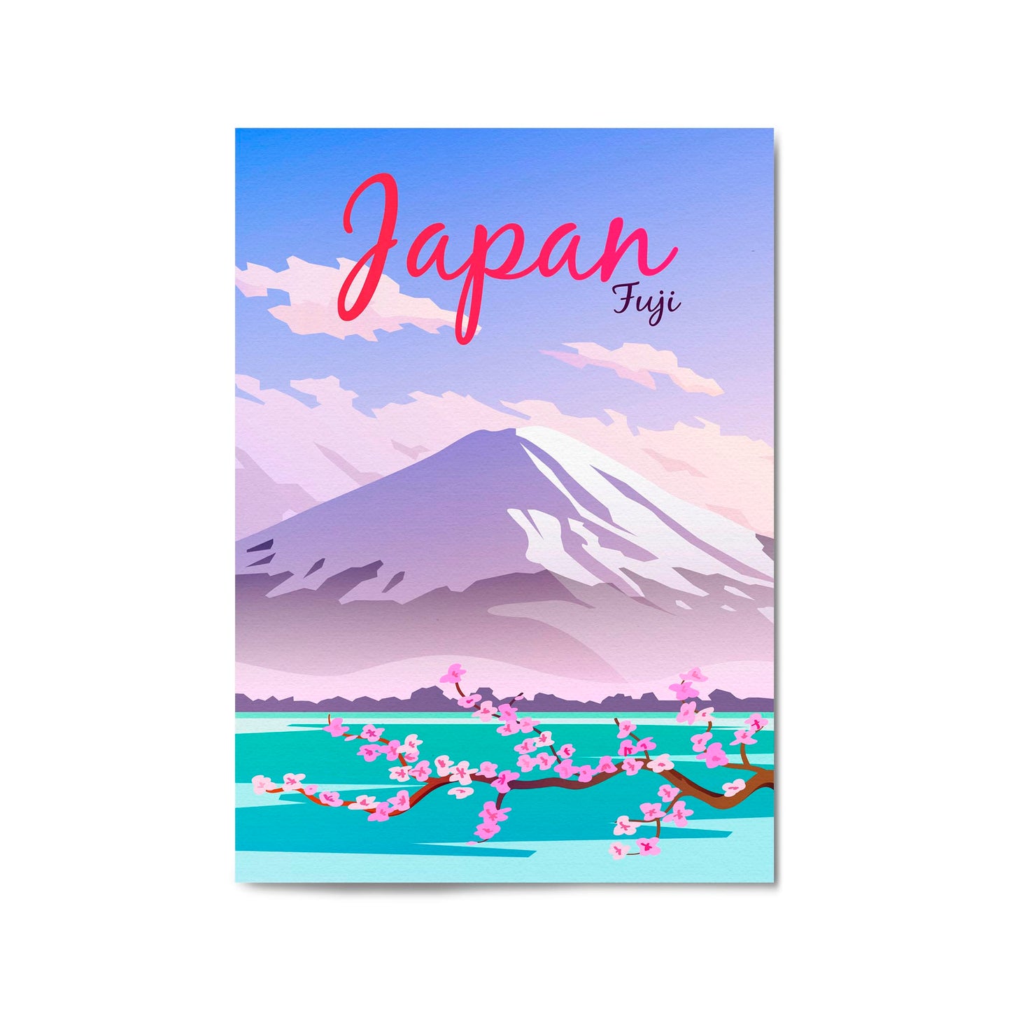 Retro Mount Fuji Japan Travel Vintage Wall Art - The Affordable Art Company