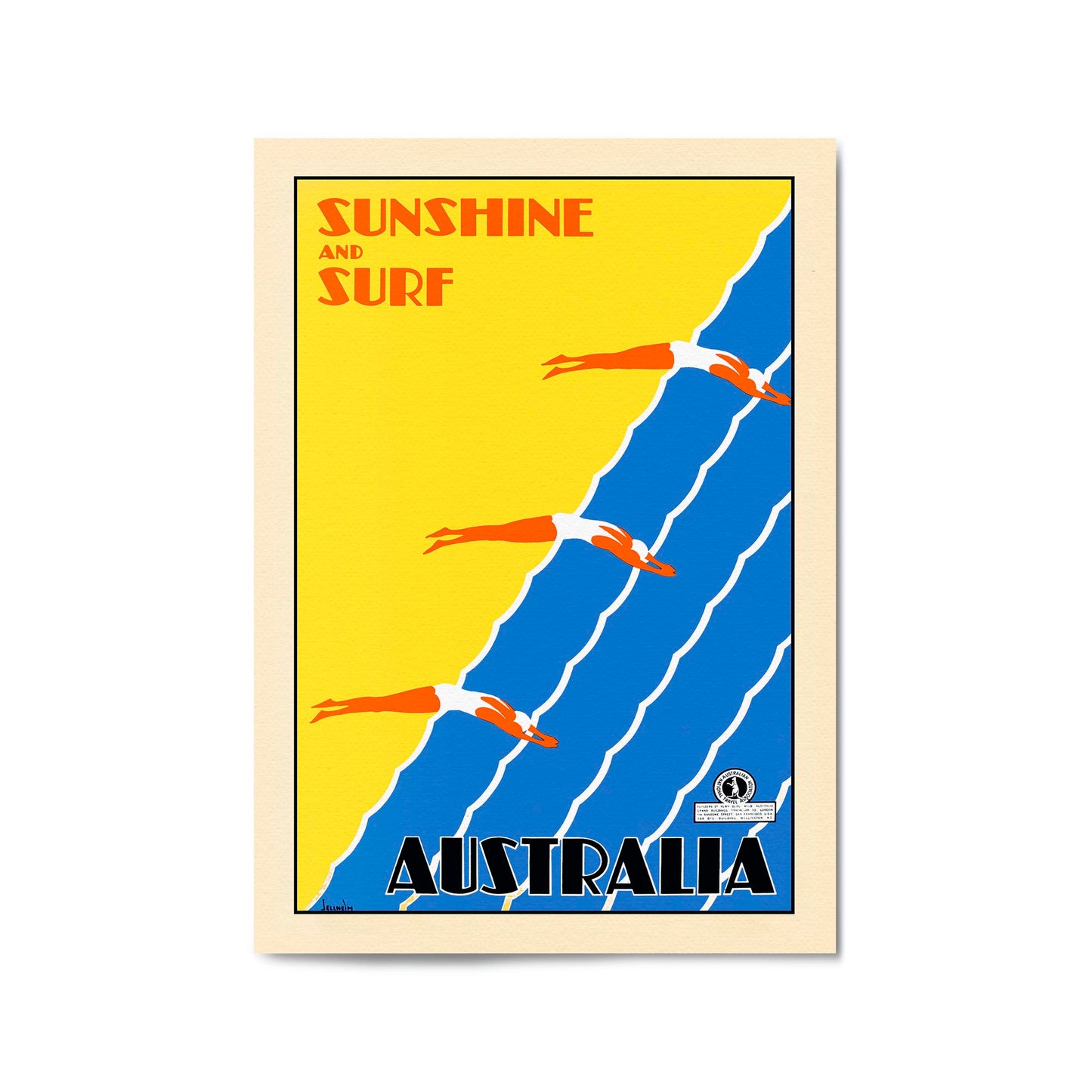 Vintage Sunshine and Surf, Australia Advert Wall Art - The Affordable Art Company