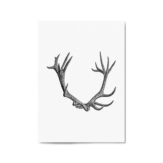 Antlers Hunting Drawing Man Cave Wall Art #1 - The Affordable Art Company