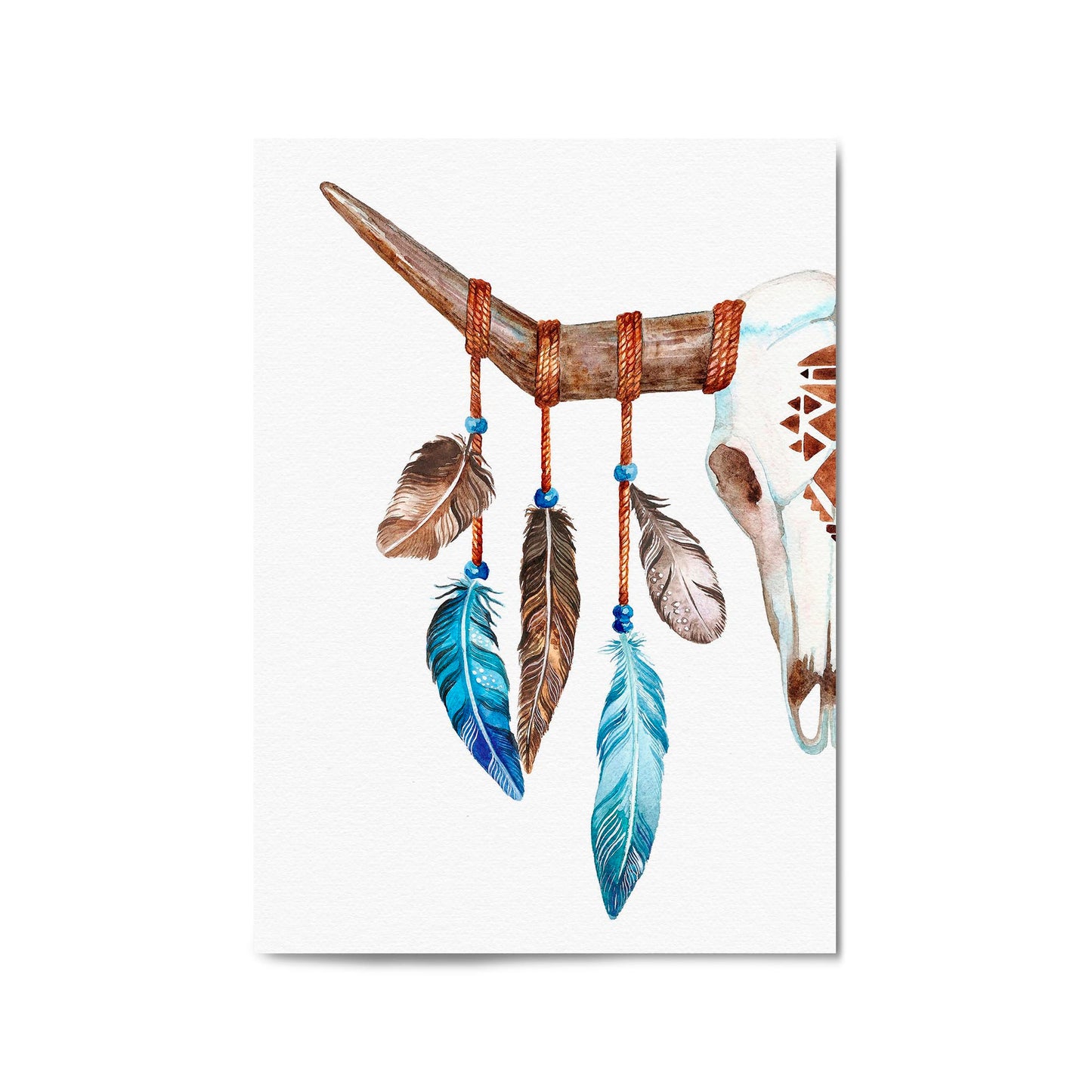 Cow Skull Painting Minimal Boho Vintage Wall Art #3 - The Affordable Art Company