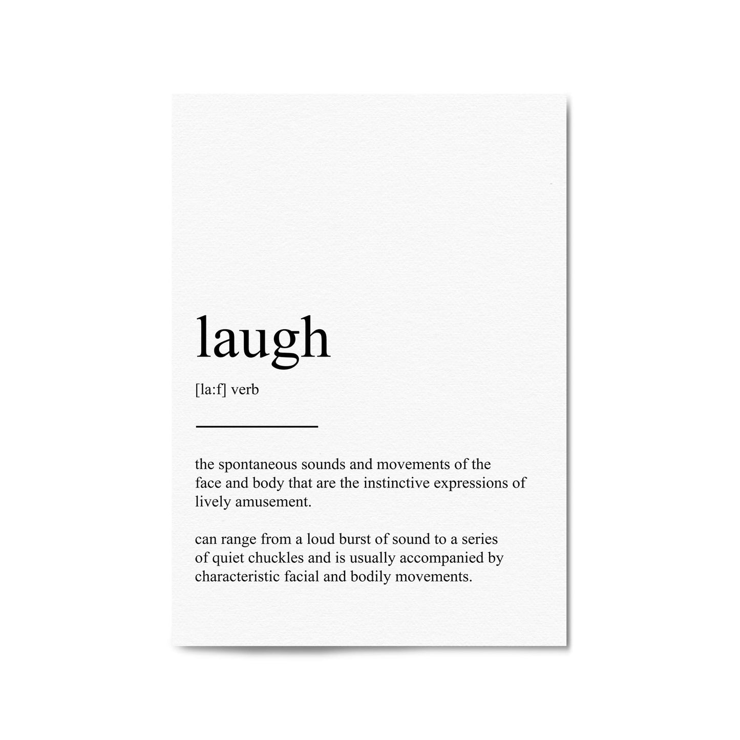 Dictionary Definition "Laugh" Bedroom Wall Art - The Affordable Art Company