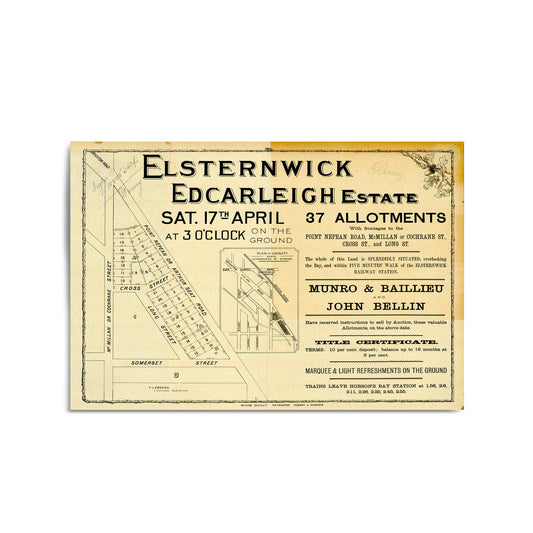 Elsternwick Melbourne Vintage Real Estate Advert Art - The Affordable Art Company