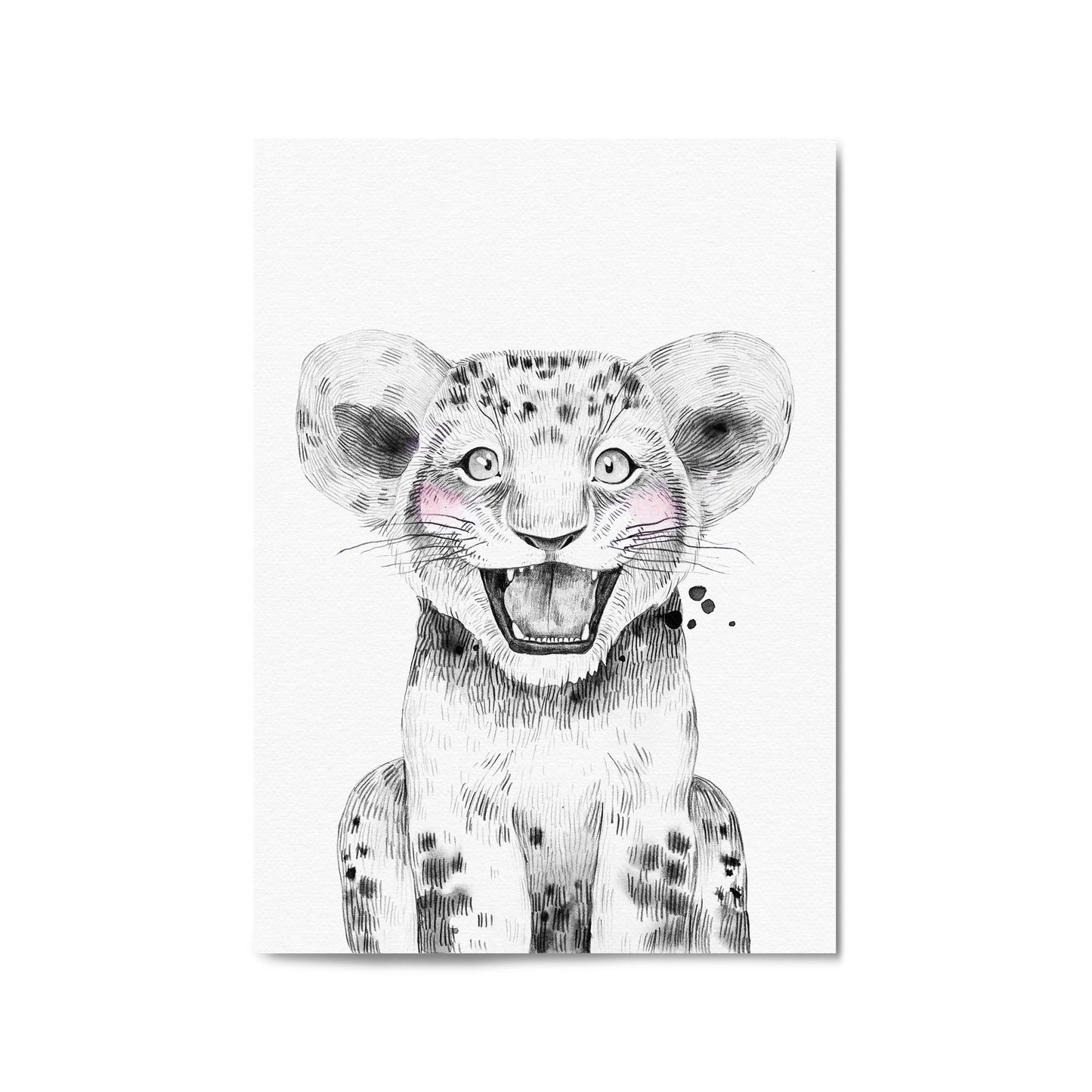 Cute Blushing Baby Lion Nursery Animal Wall Art - The Affordable Art Company