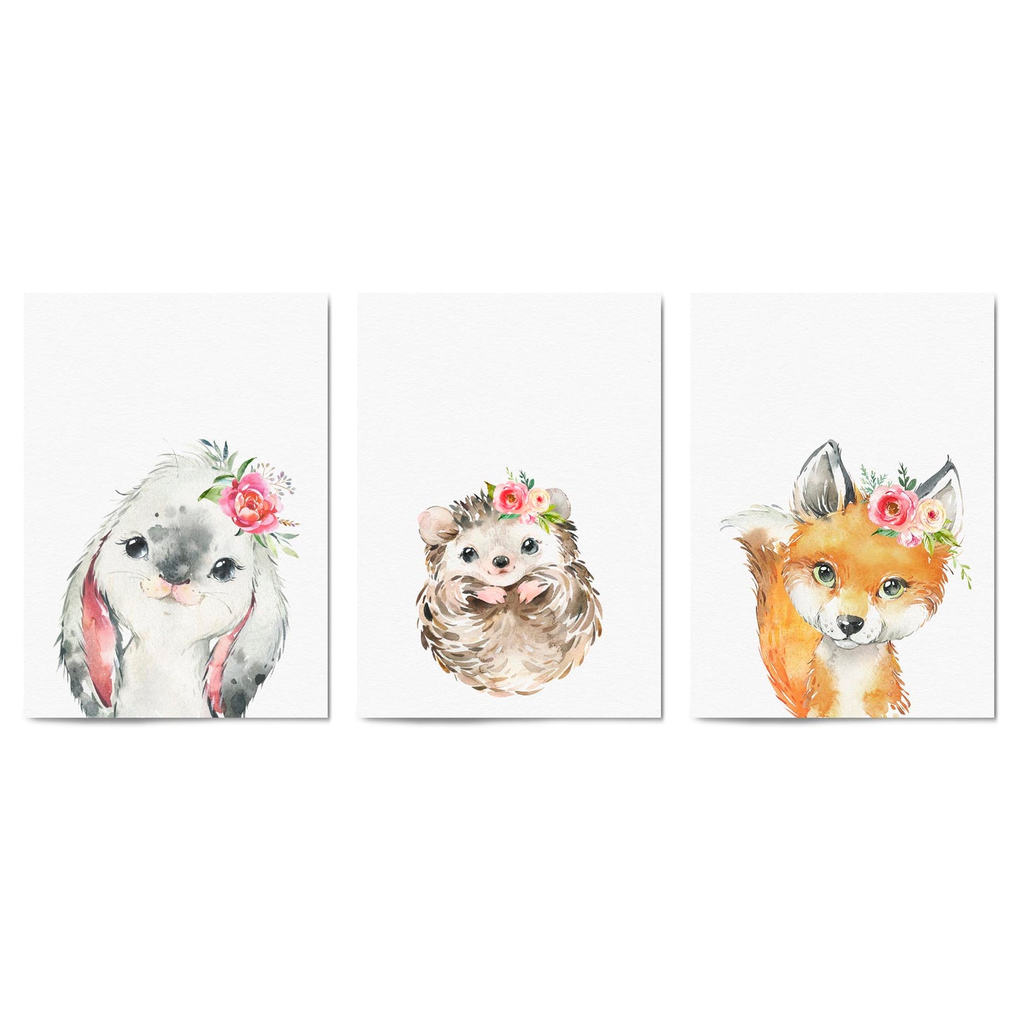 Set of Cute Baby Woodland Animals Nursery Wall Art #1 - The Affordable Art Company