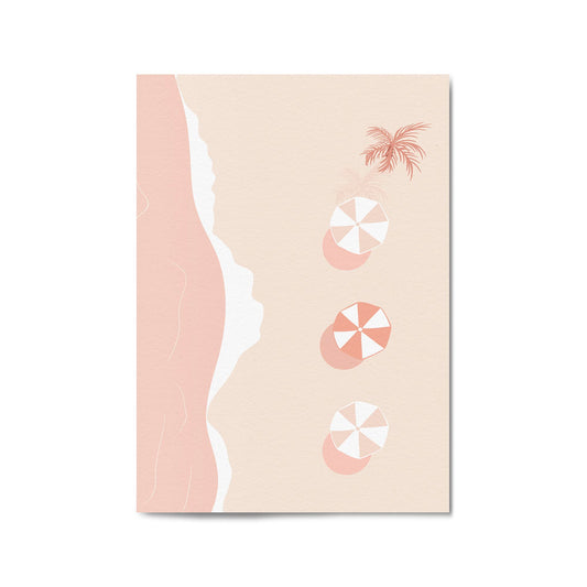 Minimal Beach Coastal Pink & Pastel Retro Wall Art - The Affordable Art Company
