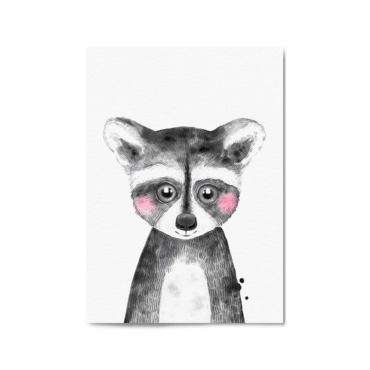Cute Blushing Baby Raccoon Nursery Animal Wall Art - The Affordable Art Company