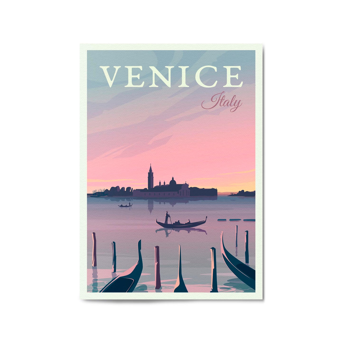 Retro Venice Italy Vintage Travel European Wall Art - The Affordable Art Company