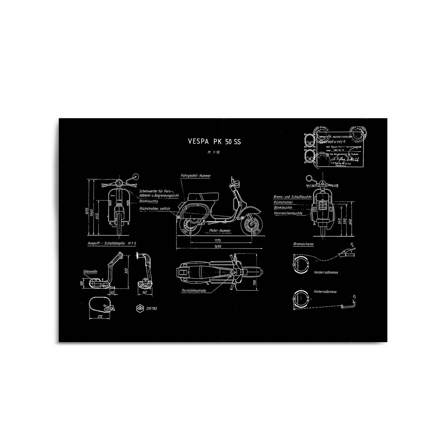 Vintage Vespa Patent Black Patent Wall Art #1 - The Affordable Art Company