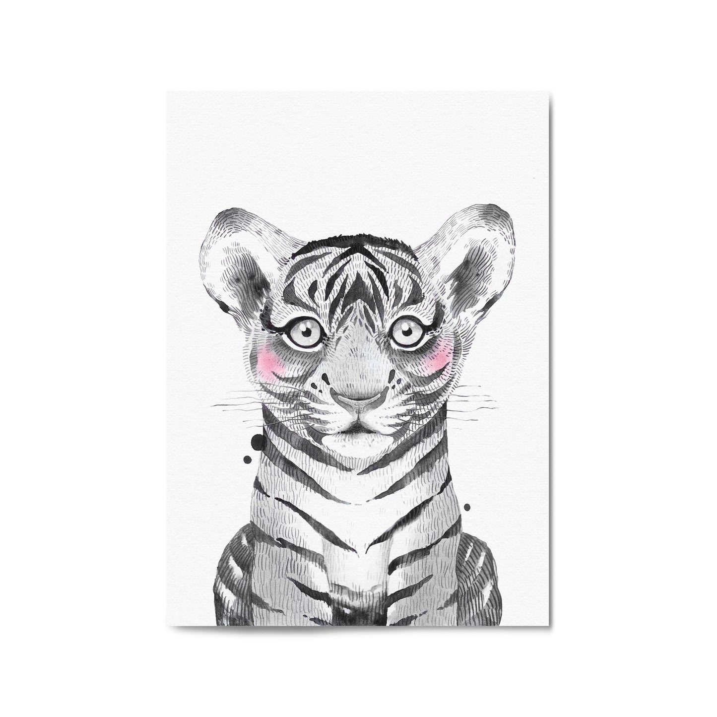 Cute Blushing Baby Tiger Nursery Animal Wall Art - The Affordable Art Company