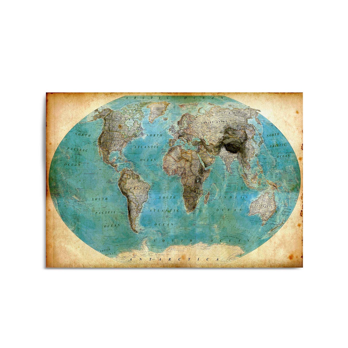 Vintage World Map Old Wall Art #5 - The Affordable Art Company