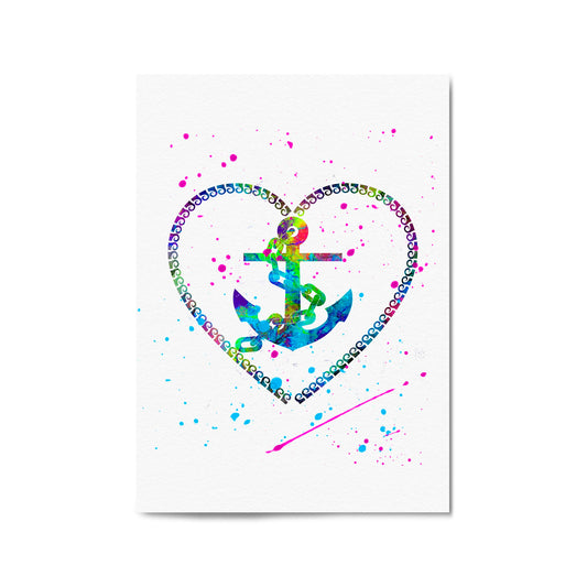 Anchor Painting Nautical Coastal Bathroom Wall Art #5 - The Affordable Art Company