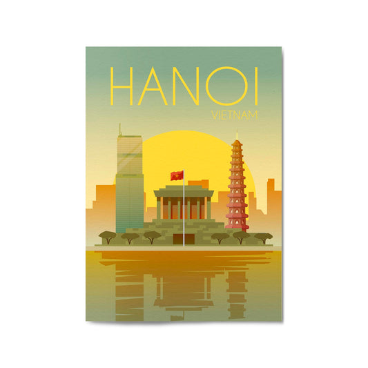 Retro Hanoi Vietnam Travel Vintage Wall Art - The Affordable Art Company