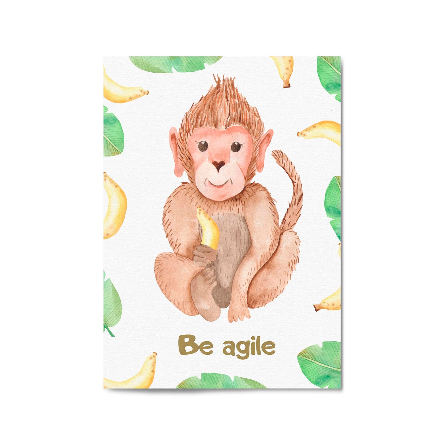 Cartoon Monkey "Be Agile" Nursery Quote Wall Art - The Affordable Art Company