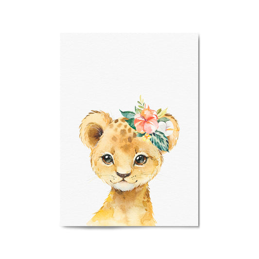 Cute Baby Lion Nursery Animal Gift Wall Art - The Affordable Art Company