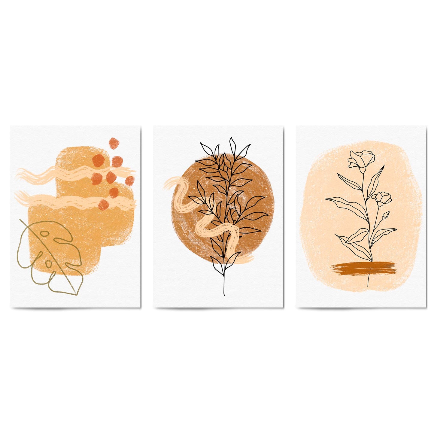 Set of Abstract Nature Kitchen Hallway Wall Art - The Affordable Art Company