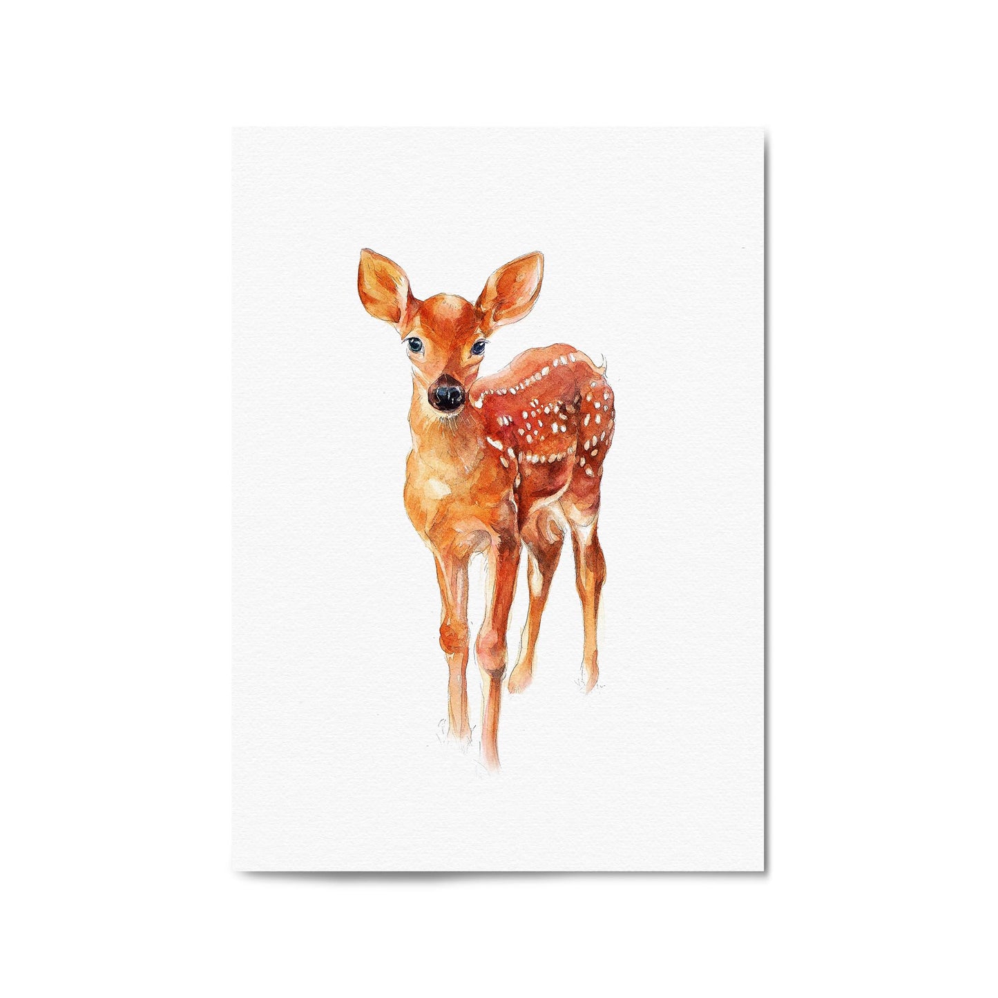 Watercolour Deer Painting Animal Nursery Wall Art - The Affordable Art Company