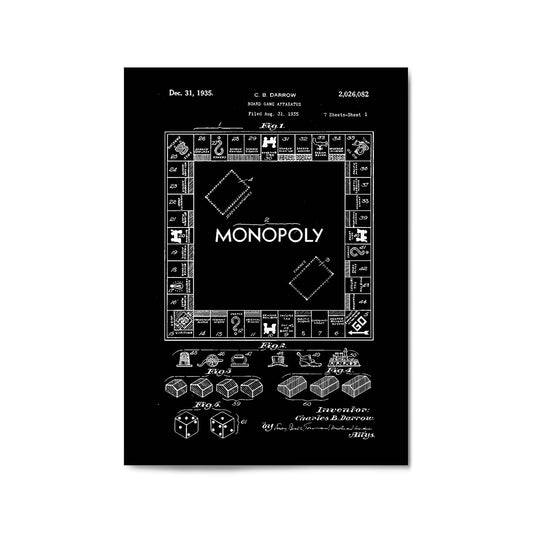 Vintage Monopoly Patent Black Patent Wall Art #1 - The Affordable Art Company