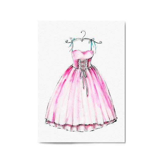 Pink Ballet Dress Girls Bedroom Ballerina Wall Art - The Affordable Art Company