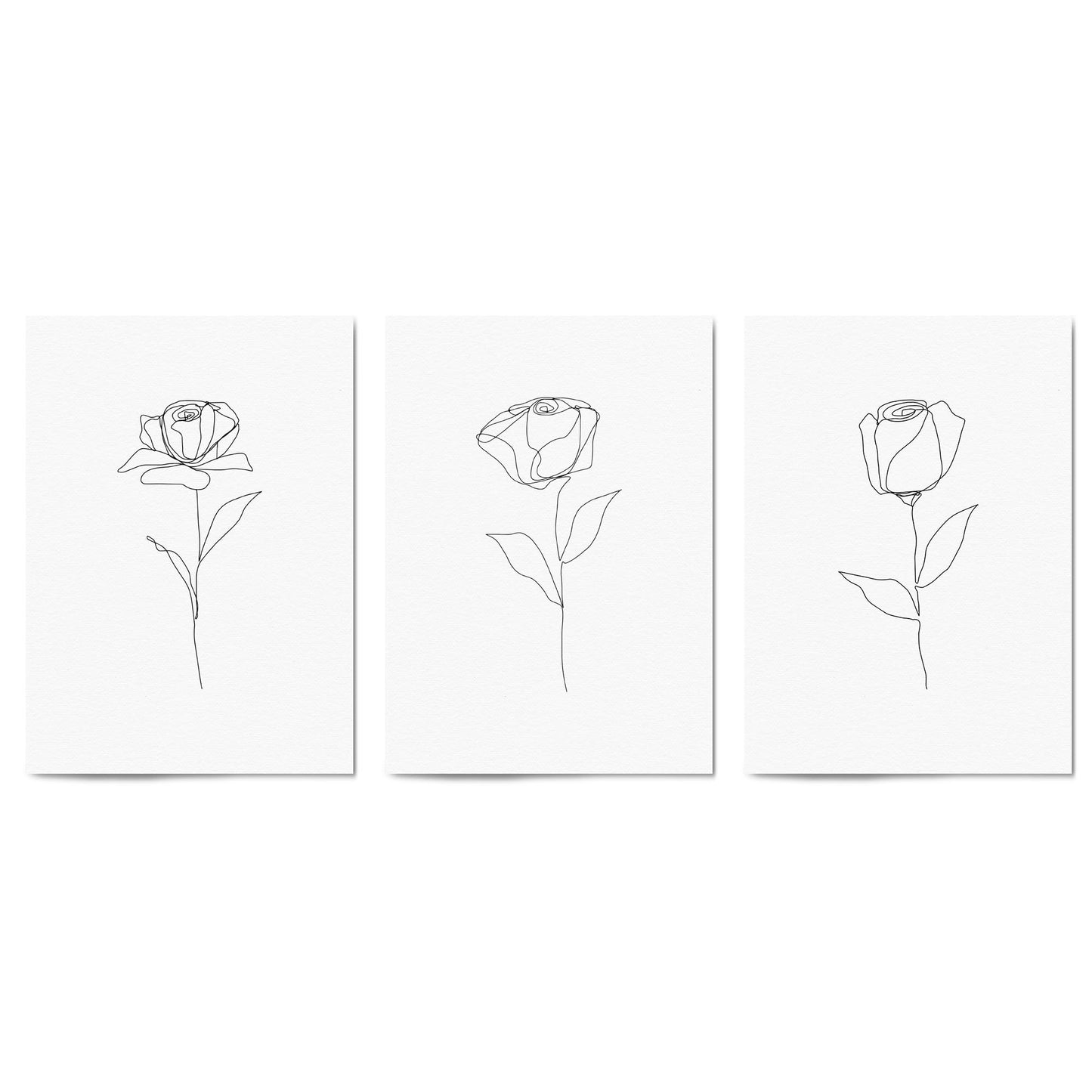 Set of Minimal Flower Line Drawings Wall Art #1 - The Affordable Art Company